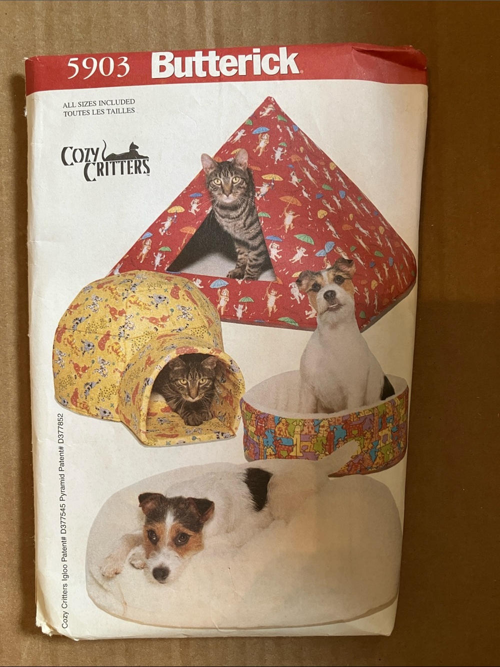 Butterick Cozy Critters Red & Yellow Pet Beds & Hideaways Pattern